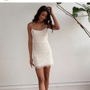 Jenny Yoo white lace mini dress